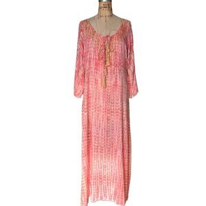 Pink Tie-Dye Rayon Maxi Dress Size S Oversized